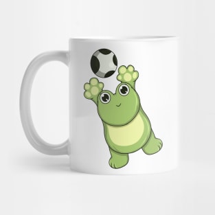 Frog at Soccer as Goalkeeper with ball Mug